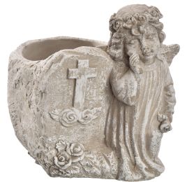 CEMENT ANGEL PLANTER 16X14X16CM GREY