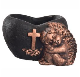 CEMENT ANGEL PLANTER 17X12X10CM BLACK