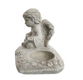 ANGEL CANDLE HOLDER 18X12X15CM GREY