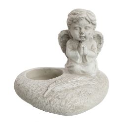 ANGEL CANDLE HOLDER 16X15X15CM GREY 