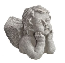 CEMENT ANGEL HEAD 22X15.5X17CM GREY