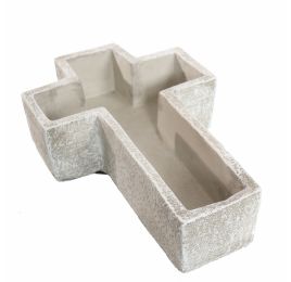 CROSS PLANTER 27X18X6CM GREY