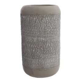 CEMENT ROUND POT VASE DIA 16 H 28CM GREY