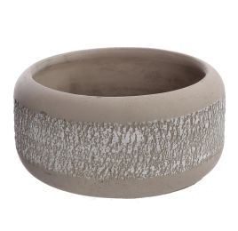 CEMENT ROUND PLANTER DIA 22 H 10CM GREY