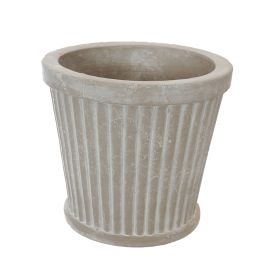 ROUND RIBBLED POT 15X15X14CM CREAM