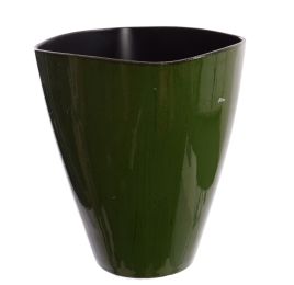 PLASTIC ROUND POT DIA 13 H 16.5CM GREEN