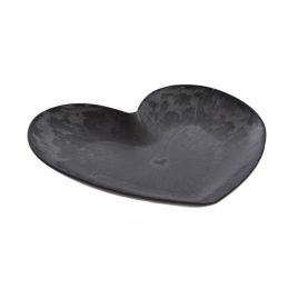 PLASTIC HEART SHAPE PLATE 18 X 17CM ANTRACITE