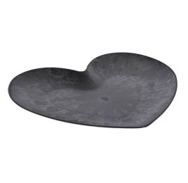 PLASTIC HEART SHAPE PLATE 25 X 22CM ANTRACITE