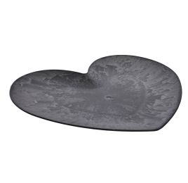 PLASTIC HEART SHAPE PLATE 35.5 X 33CM ANTRACITE