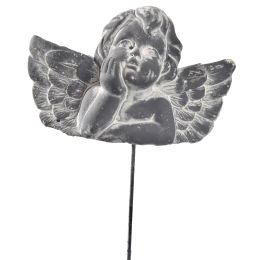 CEMENT ANGEL ON STICK 18CM GREY