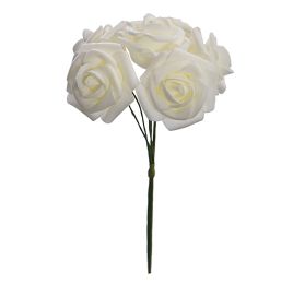 FOAM MINI ROSE BUNDLE X 6 16CM CREAM