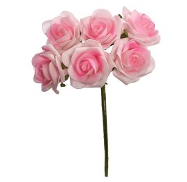 FOAM SMALL ROSE BUNDLE X 6 PINK