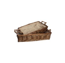LOW RECTANGLE WILLOW BASKET SET/2 NATURAL