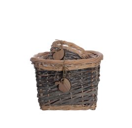 SQUARE BASKET SET/3 GREY