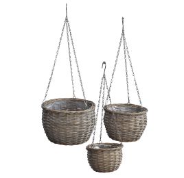 HANGING WILLOW BASKET SET/3 29CM GREY