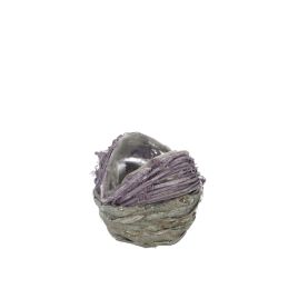 RATTAN BALL PLANTER DIA 13.5CM PURPLE