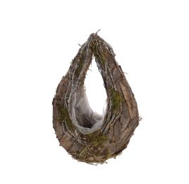 OVAL SHAPE PLANTER W/STRAW/RATTAN/BARK 19 X 12CM NATURAL