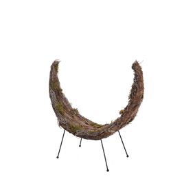 C-SHAPE DECORATION W/STRAW/RATTAN/BARK 32CM NATURAL