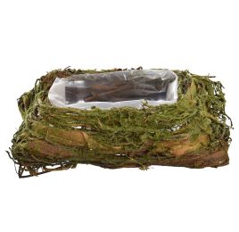 RATTAN PLANTER PILLOW SHAPE 16CM GREEN