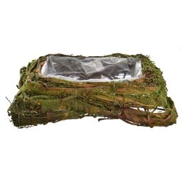 RATTAN PLANTER PILLOW SHAPE 19CM GREEN
