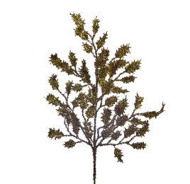 GLITTER HOLLY LEAVES SPRAY 54CM RED 54CM GOLD