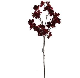 VELVET BLOSSOM SPRAY 76CM BURGUNDY
