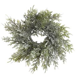 FROSTED CYPRESS WREATH 18CM