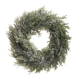 FROSTED CYPRESS WREATH 34CM