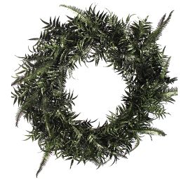 GLITTER FERN WREATH 56CM