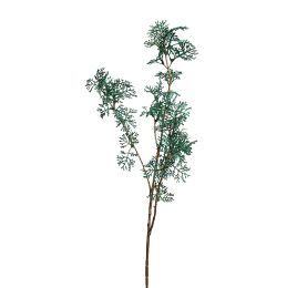 PLASTIC LEAF SPRAY GOLD STEM 85CM GREEN