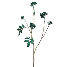 BERRY SPRAY GOLD STEM 70CM GREEN