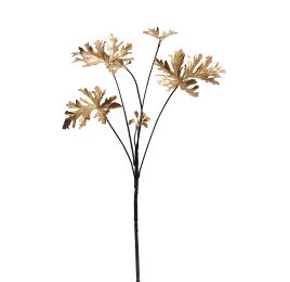 PLASTIC LEAVES X5 BLACK STEM 60CM GOLD