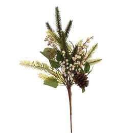 MIXED PINE/FERN/BERRY SPRAY 47CM GREEN