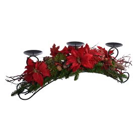 POINSETTIA/SUCCULENT CANDLE STAND 60CM RED