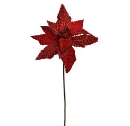 MEDIUM VELVET POINSETTIA 50CM RED