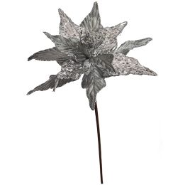 SMALL DELUXE POINSETTIA 50CM SILVER