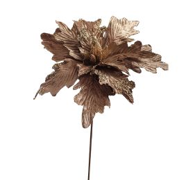 LARGE VELVET POINSETTIA H50 D40CM BROWN