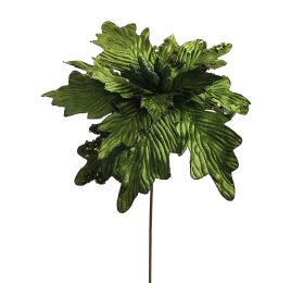 LARGE VELVET POINSETTIA H50 D40CM GREEN