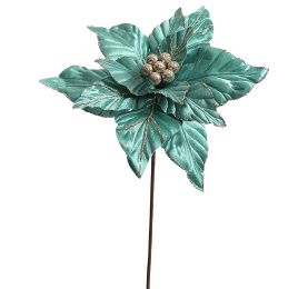 MEDIUM VELVET POINSETTIA H50 D30CM TURQUOISE