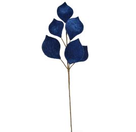 VELVET LEAVES SPRAY 67CM BLUE