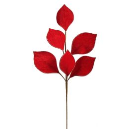 VELVET LEAVES SPRAY 67CM RED