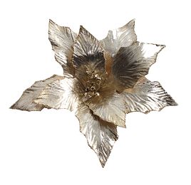 SMALL POINSETTIA ON CLIP D20CM CHAMPAGNE