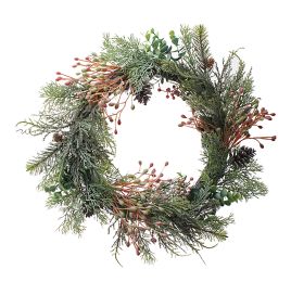 GRASS BERRY WREATH 40CM GREEN