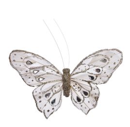 BUTTERFLY 12 CM ON CLIP CHAMPAGNE