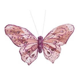 BUTTERFLY 12 CM ON CLIP PINK