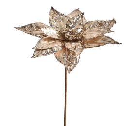 METALLIC POINSETTIA H50 D22CM CHAMPAGNE