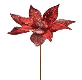 METALLIC POINSETTIA H50 D22CM RED