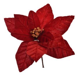 VELVET POINSETTIA D27 H18CM RED