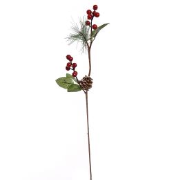 BERRY BRANCH W/CONE 55CM RED