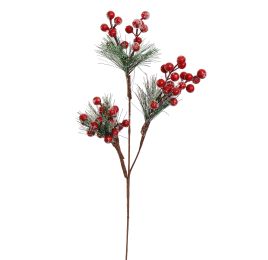 PINE BERRY SPRAY W/SNOW 60CM RED